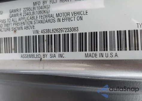 2009 Subaru Legacy 2.5I Limited z USA, uszkodzony, nr VIN 4S3BL626297233063